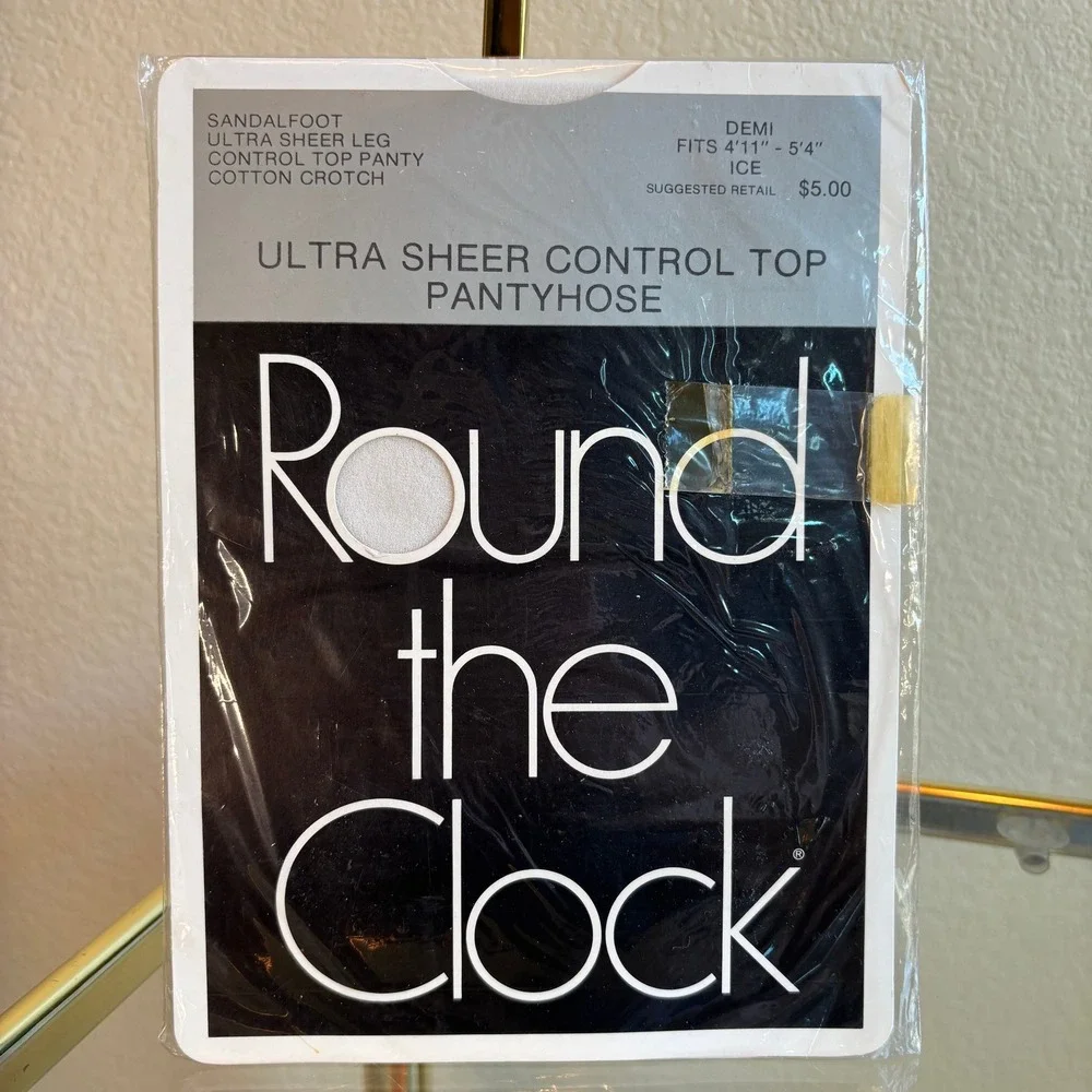 Vintage Round The Clock Ultra‎ Sheer Control Top Pantyhose Demi Ice